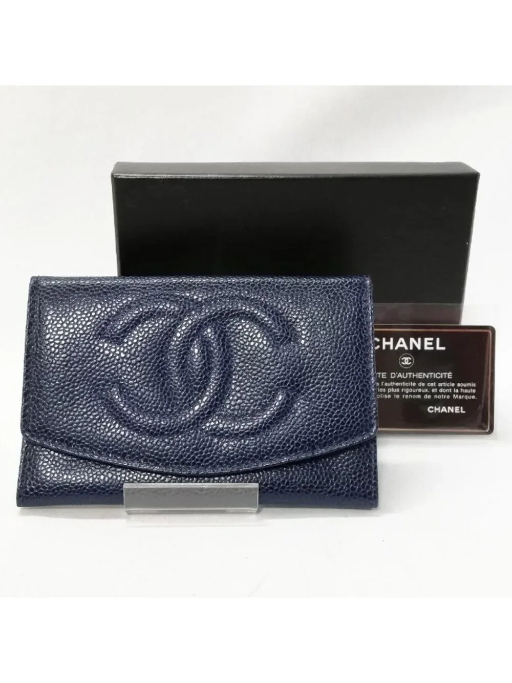 Chanel Caviar Leather Bifold Wallet Blue